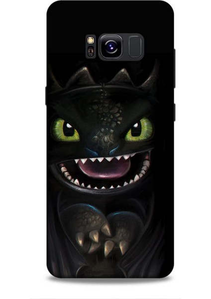 Samsung Galaxy S8 Kılıf Caliburn 30 Kara Ejderha Kenarları Şeffaf Kapak