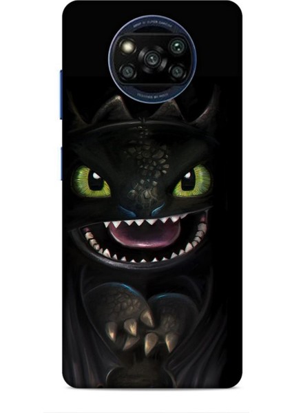 Xiaomi Poco X3 Pro Kılıf Caliburn 30 Kara Ejderha Kenarları Şeffaf Kapak