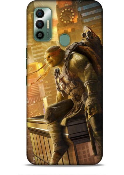 Tecno Spark 7t Kılıf Caliburn 10 Michelengelo Ninja Kablumbağalar Full Hd Kılıf