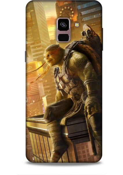 Samsung Galaxy A8 Plus 2018 Kılıf Caliburn 10 Michelengelo Ninja Kablumbağalar Full Hd Kılıf