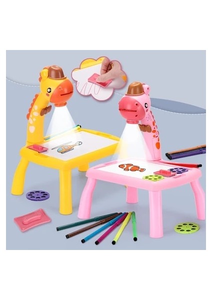 B Sarı ile Kutu Stili Çocuk LED Projektör Sanat Çizim Masa Oyuncaklar Çocuklar Boyama Kurulu Danışma Yazma El Sanatları Eğitici Öğrenme Araçları Oyuncak Kız Için (Yurt Dışından)