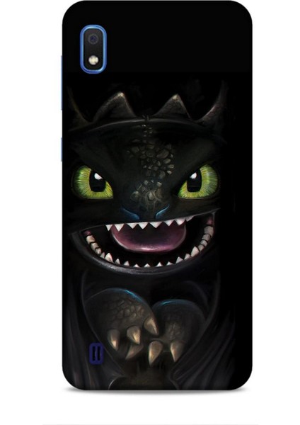 Samsung Galaxy A10 Kılıf Caliburn 30 Kara Ejderha Kenarları Şeffaf Kapak