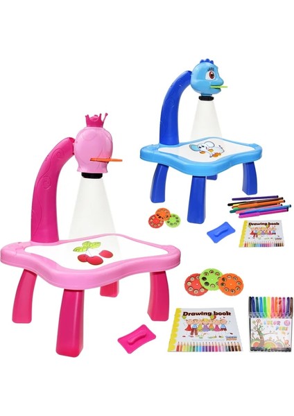 B Pembe ile Kutu Stili Çocuk LED Projektör Sanat Çizim Masa Oyuncaklar Çocuklar Boyama Kurulu Masa Sanat El Sanatları Eğitim Öğrenme Boya Araçları Oyuncak Kız Için (Yurt Dışından) indirimleri