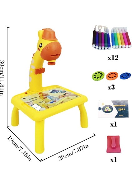 Stilb-Sarı Stili Çocuklar Mini LED Projektör Sanat Çizim Masa Işık Oyuncak Çocuklar Için Boyama Kurulu Küçük Masa Eğitim Öğrenme Boya Aracı Zanaat (Yurt Dışından)