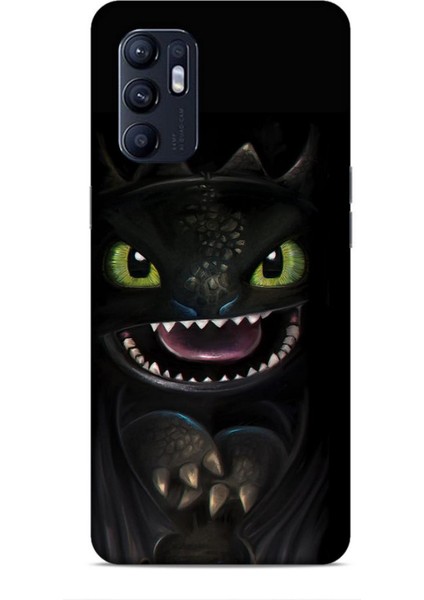 Oppo Reno 6 Kılıf Caliburn 30 Kara Ejderha Kenarları Şeffaf Kapak
