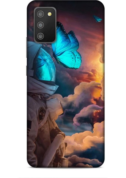 Samsung Galaxy M02S Kılıf Caliburn 4 Mavi Kelebek Silikon Kılıf