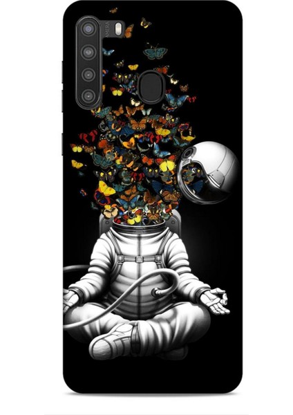 Samsung Galaxy A21 Kılıf Caliburn 1 Astronot ve Kelebekler Telefon Kılıfı