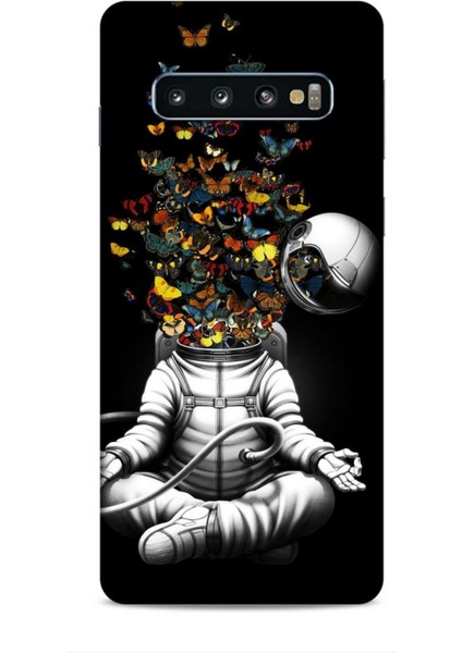 Samsung Galaxy S10 Kılıf Caliburn 1 Astronot ve Kelebekler Telefon Kılıfı