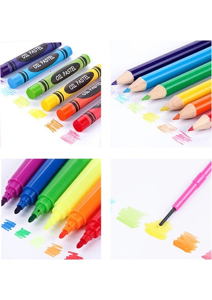 42 Adet Mavi Stil Ldren Sanat Boyama Seti Suluboya Kalem Mum Boya Su Kalem Çizim Tahtası Doodle Malzemeleri Çocuklar Eğitici Oyuncaklar Hediye (Yurt Dışından)