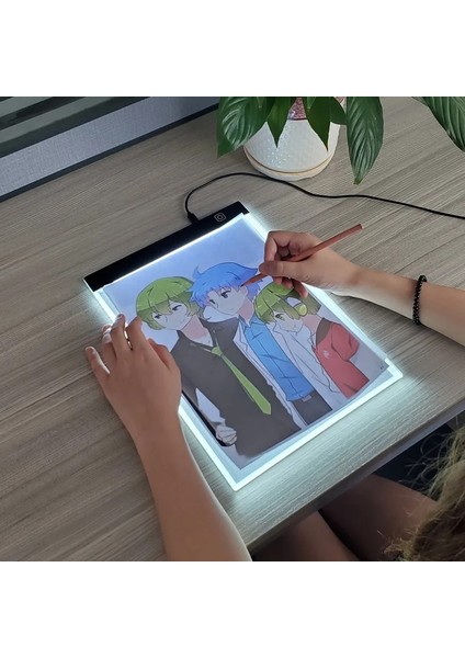 300 x 200 mm Stili Çocuk Oyuncakları Beraberlik A4 Boyutu 3 Seviye Kısılabilir Kopya Tahtası Eskiz Uygulama Yazma Tableti LED Çizim Pedi Işık Boyama Araçları (Yurt Dışından)