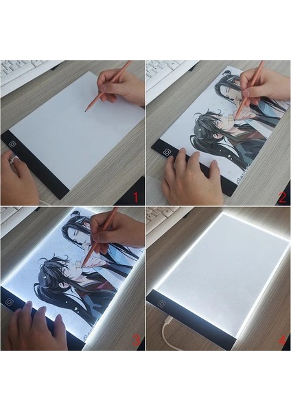 300 x 200 mm Stili Çocuk Oyuncakları Beraberlik A4 Boyutu 3 Seviye Kısılabilir Kopya Tahtası Eskiz Uygulama Yazma Tableti LED Çizim Pedi Işık Boyama Araçları (Yurt Dışından)