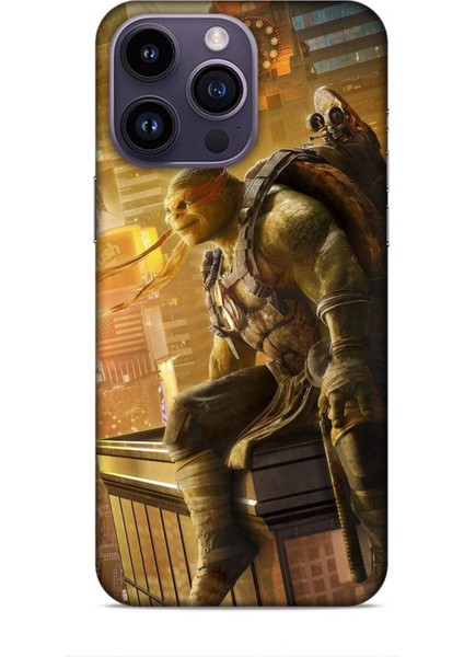 Apple iPhone 14 Pro Max Kılıf Caliburn 10 Michelengelo Ninja Kablumbağalar Full Hd Kılıf