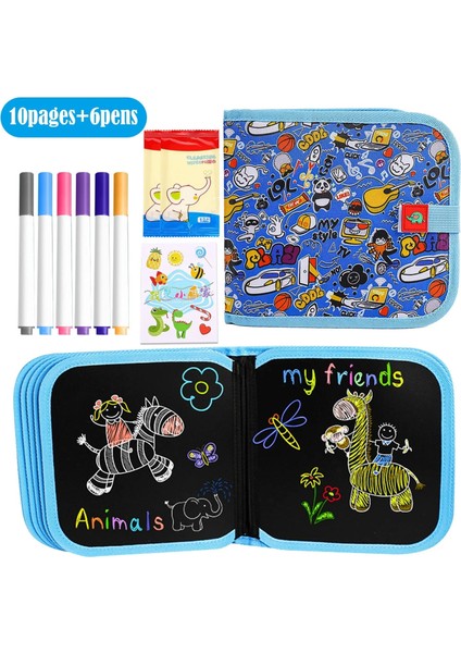 Mavi-10 Sayfa Stili 4..''lcd Yazma Tableti Dijital Grafik Tabletler Elektronik El Yazısı Çocuklar Için Magic Pad Board Renkli Çizim Sıcak (Yurt Dışından)