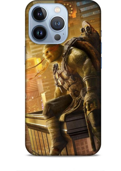 Apple iPhone 13 Pro Kılıf Caliburn 10 Michelengelo Ninja Kablumbağalar Full Hd Kılıf