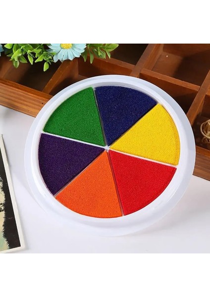Stili Karıştırın 6 Renkli Mürekkep Damga Pedi Dıy Parmak Boyama Craft Cardmaking Çocuklar Için Büyük Yuvarlak Eğitim Çizim Etkileşimli Bebek Oyuncakları (Yurt Dışından)