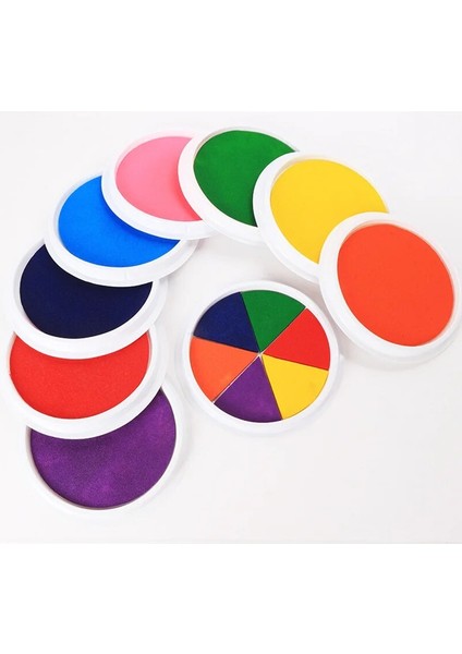 Stili Karıştırın 6 Renkli Mürekkep Damga Pedi Dıy Parmak Boyama Craft Cardmaking Çocuklar Için Büyük Yuvarlak Eğitim Çizim Etkileşimli Bebek Oyuncakları (Yurt Dışından)