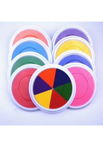 Stili Karıştırın 6 Renkli Mürekkep Damga Pedi Dıy Parmak Boyama Craft Cardmaking Çocuklar Için Büyük Yuvarlak Eğitim Çizim Etkileşimli Bebek Oyuncakları (Yurt Dışından)