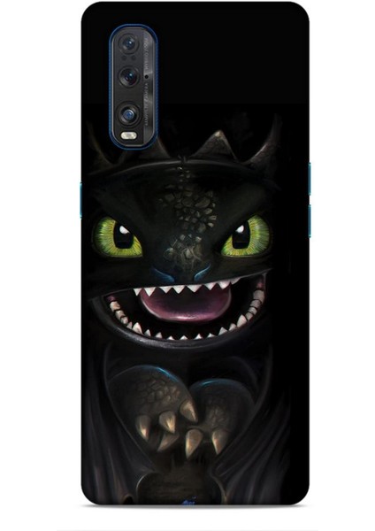 Oppo Find X2 Kılıf Caliburn 30 Kara Ejderha Kenarları Şeffaf Kapak