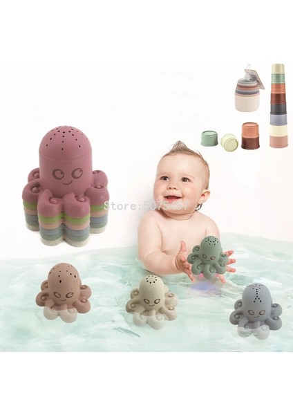 C Stili Bebek Banyo Oyuncakları Istifleme Fincan Oyuncaklar Renkli Erken Eğitim Zeka Hediye Tekne Şeklinde Yığılmış Bardak Katlanır Kule Oyuncaklar (Yurt Dışından) fırsatları