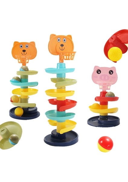 3 Katmanlı 3 Top Stili Top Bırak Rulo Dönen Kule Childern Renkli Eğitici Montessori Okul Öncesi Parça Oyuncak Seti Bebek Yürüyor Çocuklar Için Hediye (Yurt Dışından)