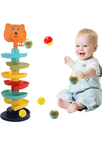 3 Katmanlı 3 Top Stili Top Bırak Rulo Dönen Kule Childern Renkli Eğitici Montessori Okul Öncesi Parça Oyuncak Seti Bebek Yürüyor Çocuklar Için Hediye (Yurt Dışından)