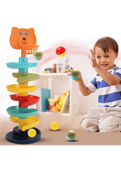 3 Katmanlı 3 Top Stili Top Bırak Rulo Dönen Kule Childern Renkli Eğitici Montessori Okul Öncesi Parça Oyuncak Seti Bebek Yürüyor Çocuklar Için Hediye (Yurt Dışından)