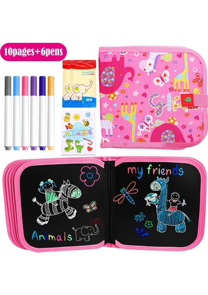 Pembe-10 Sayfa Stili 4..''lcd Yazma Tableti Dijital Grafik Tabletler Elektronik El Yazısı Çocuklar Için Magic Pad Board Renkli Çizim Sıcak (Yurt Dışından)