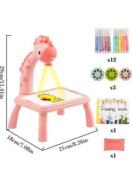 Stila-Pembe Stili Çocuklar Mini LED Projektör Sanat Çizim Masa Işık Oyuncak Çocuklar Için Boyama Kurulu Küçük Masa Eğitim Öğrenme Boya Aracı Zanaat (Yurt Dışından)