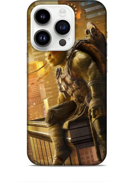 Apple iPhone 14 Pro Kılıf Caliburn 10 Michelengelo Ninja Kablumbağalar Full Hd Kılıf