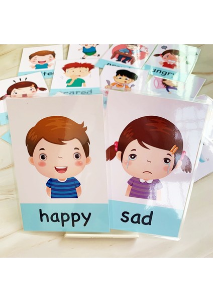 0-3 Ay Tarzı Montessori Bebek Duygu Öğrenme Kartı Karikatür Çocuklar Için Ingilizce Duygu Flash Kartları Komik Hafıza Egzersiz Oyunu (Yurt Dışından)