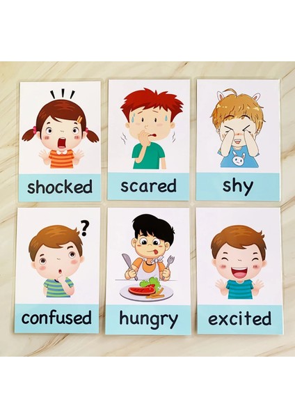 0-3 Ay Tarzı Montessori Bebek Duygu Öğrenme Kartı Karikatür Çocuklar Için Ingilizce Duygu Flash Kartları Komik Hafıza Egzersiz Oyunu (Yurt Dışından)