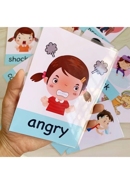 0-3 Ay Tarzı Montessori Bebek Duygu Öğrenme Kartı Karikatür Çocuklar Için Ingilizce Duygu Flash Kartları Komik Hafıza Egzersiz Oyunu (Yurt Dışından)