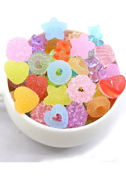 No.10 Tarzı Mini Dıy Reçine Şeker Donut Aksesuarı Telefon Kılıfı Dekorasyonu Için Minyatür Reçine Kek Meyve Şeker Çikolata (Yurt Dışından)