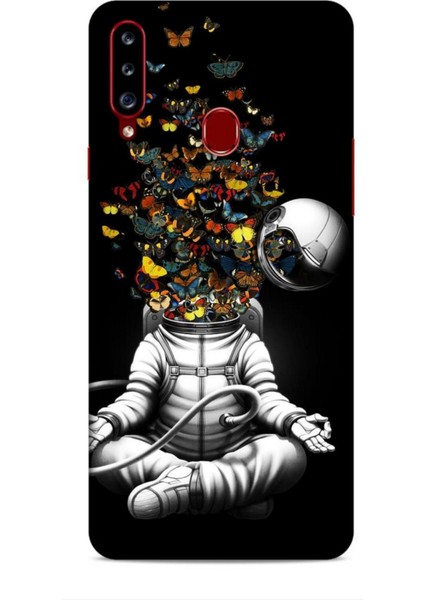 Samsung Galaxy A20S Kılıf Caliburn 1 Astronot ve Kelebekler Telefon Kılıfı