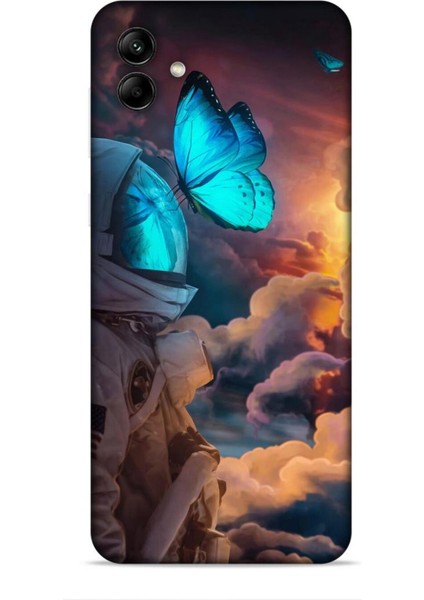 Samsung Galaxy M04 Kılıf Caliburn 4 Mavi Kelebek Silikon Kılıf