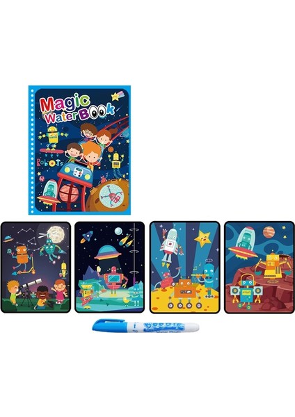 Robot Stili 1 Takım Montessori Boyama Kitabı Doodle ve Sihirli Kalem Boyama Çizim Tahtası Çocuklar Için Oyuncaklar Sihirli Su Çizim Kitap Doğum Günü Hediyesi Zxh (Yurt Dışından)
