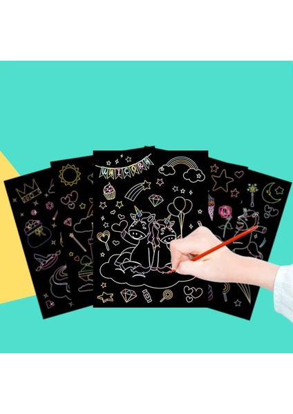 Hayvanat Bahçesi Stili Sihirli Gökkuşağı Renk Scratch Sanat Boyama Kağıt Kartı Kiti Karikatür Dinozor Çizim Tahtası Çocuklar Dıy Eğitici Oyuncaklar Montessori Oyuncaklar (Yurt Dışından)