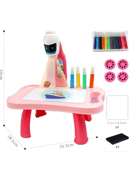 G Pembe Tarzı Çocuklar LED Projektör Boyama Sanat Çizim Masa Işık Oyuncak Çocuklar Için Boyama Kurulu Masası Eğitim Öğrenme Boya Araçları Oyuncaklar (Yurt Dışından)