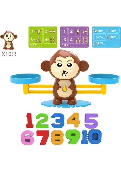 Dinozor - 3 Kart Stili Mini Zeki Maymun Denge Ölçeği Çocuklar Montessori Matematik Oyuncak Dijital Numara Tahta Oyunu Eğitici Öğrenme Oyuncaklar Öğretim Malzemesi (Yurt Dışından)