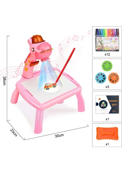 D Pembe Kutu Stili ile Çocuk LED Projektör Sanat Çizim Masa Işık Oyuncak Çocuklar Boyama Kurulu Masa El Sanatları Eğitim Öğrenme Boya Araçları Oyuncaklar Için Gir (Yurt Dışından)