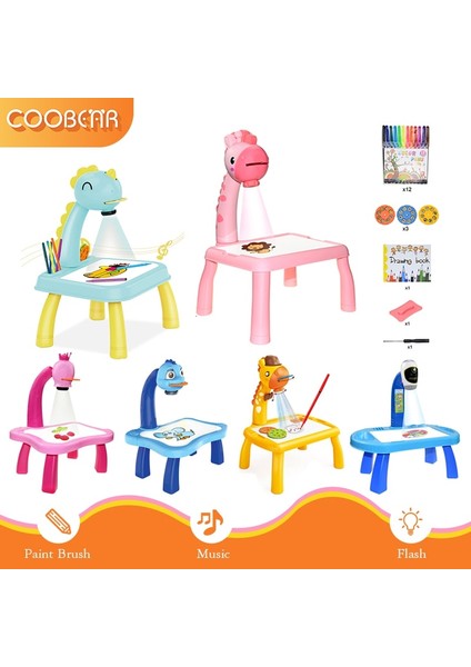 D Pembe Kutu Stili ile Çocuk LED Projektör Sanat Çizim Masa Işık Oyuncak Çocuklar Boyama Kurulu Masa El Sanatları Eğitim Öğrenme Boya Araçları Oyuncaklar Için Gir (Yurt Dışından) indirimleri