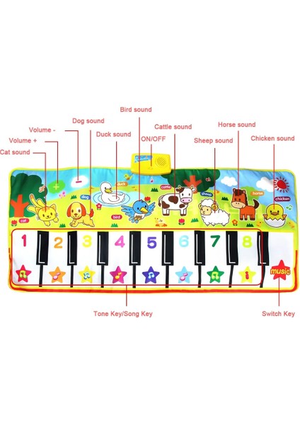 Y 110X36CM Stili 7 Stiller Büyük Boy Bebek Müzikal Mat Oyuncaklar Piyano Oyuncak Infantil Müzik Çalma Mat Çocuklar Erken Eğitim Öğrenme Çocuk Hediyeler (Yurt Dışından)