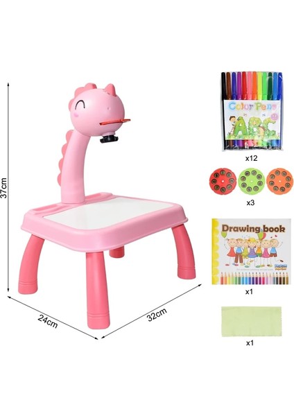 D Pembe Kutu Stili ile Çocuk LED Projektör Sanat Çizim Masa Oyuncaklar Çocuklar Boyama Kurulu Masa Sanat El Sanatları Eğitim Öğrenme Boya Araçları Oyuncak Kız Için (Yurt Dışından)