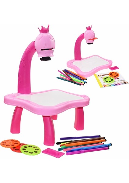 D Pembe Kutu Stili ile Çocuk LED Projektör Sanat Çizim Masa Oyuncaklar Çocuklar Boyama Kurulu Masa Sanat El Sanatları Eğitim Öğrenme Boya Araçları Oyuncak Kız Için (Yurt Dışından) fırsatları