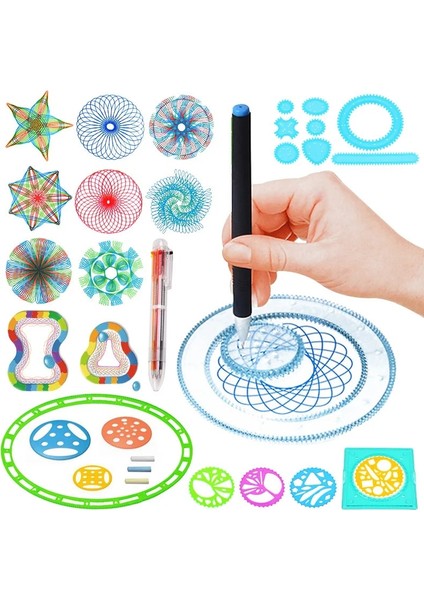 Rastgele Renkler Stili Çok Fonksiyonlu Boyama Bulmaca Spirograph Geometrik Cetvel Öğrencileri Için Çizim Araçları Çizim Oyuncaklar Çocuklar Öğrenme Sanat Aracı (Yurt Dışından)