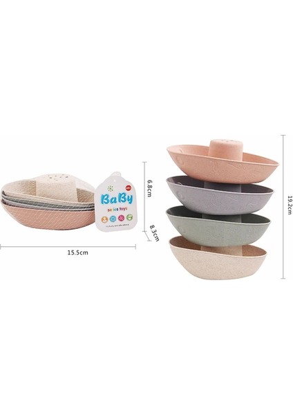 F Tarzı Bebek Banyo Oyuncakları Istifleme Fincan Oyuncaklar Renkli Erken Eğitici Bebek Oyuncakları Tekne Şeklinde Yığılmış Bardak Gökkuşağı Katlanır Kule Oyuncaklar Hediye (Yurt Dışından)
