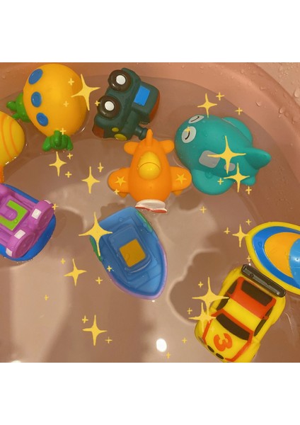 No.8 Stili Bebek Banyo Oyuncak Yüzme Su Oyuncakları Karikatür Yumuşak Kauçuk Araba Tekne Uçak Şamandıra Squeeze Ses Su Sprey Çocuklar Su Oyun Oyuncaklar Hediyeler (Yurt Dışından) modelleri