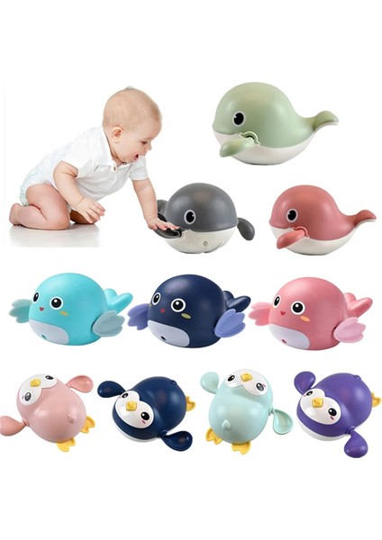 Penguen Mor Stili Bebek Banyo Oyuncakları Hayvan Claldren's Su Oyuncak Bebek Yüzmek Zincir Clockwork Oyuncak Çocuk Için En Yeni (Yurt Dışından) fiyatları