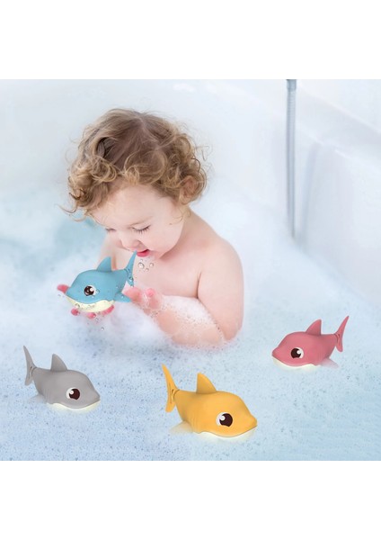 Rastgele Stil Yürümeye Başlayan Bebek Banyo Oyuncakları Sevimli Karikatür Yüzme Köpekbalığı Saat Sallayarak Kuyruk Dönen Cihaz Plaj Bebek Küvet Kurmalı Oyuncak (Yurt Dışından) fırsatları