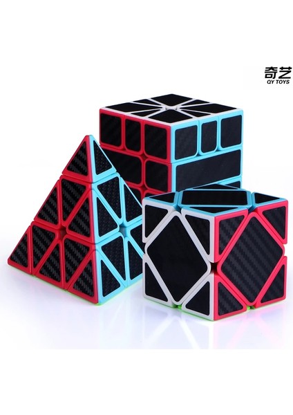 4X4X4 Stili Qiyi Karbon Fiber Küp Mageed Cube Skew Sq-1 Piramit Küp X-Cube Yaprak Bulmaca Neo Cubo Magico (Yurt Dışından)